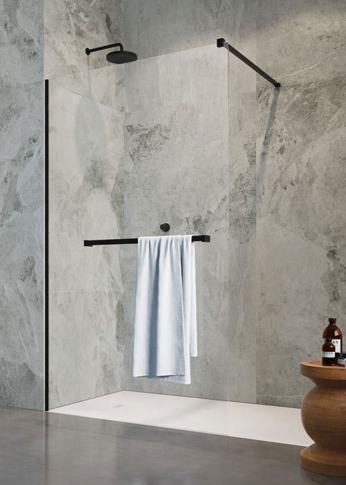 Radaway Modo New Black II 115 Walk-in zuhanyfal törölközőtartóval