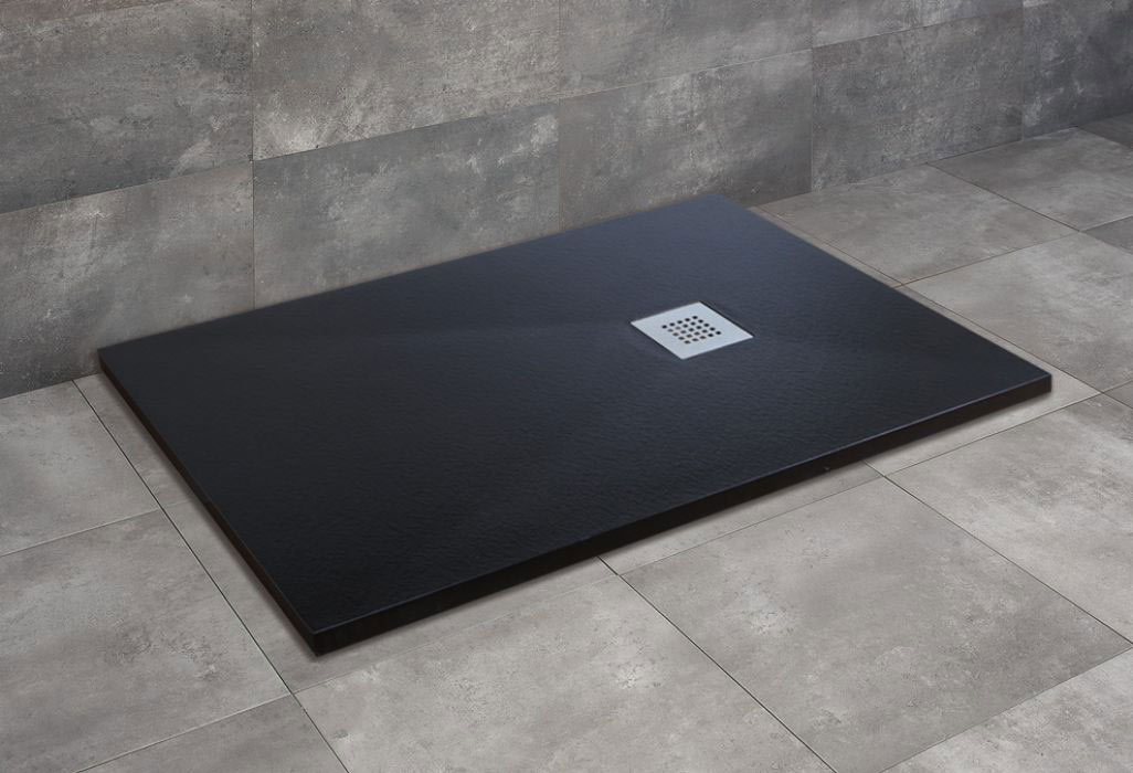 Radaway Kios F szögletes lapos fekete zuhanytálca 160x80