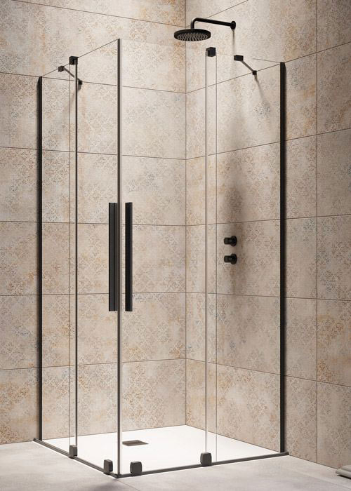 Radaway Furo Black KDD 120 B átlátszó fekete szögletes zuhanykabin