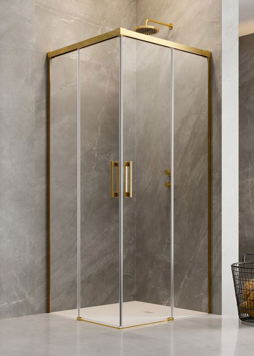Radaway Idea Gold KDD 100 B átlátszó szögletes arany zuhanykabin