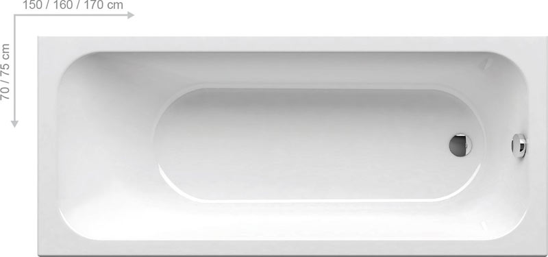 Ravak Chrome Egyenes kád 160 x 70 cm