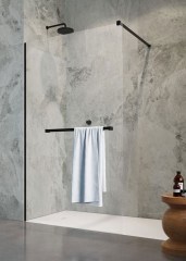Radaway Modo New Black II 115 Walk-in zuhanyfal törölközőtartóval
