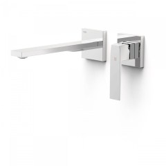Tres Slim Exclusive falba süllyesztett, kétrészes, egykaros mosdó csaptelep, 240 mm-es kiömlővel, leeresztővel, króm 20230002