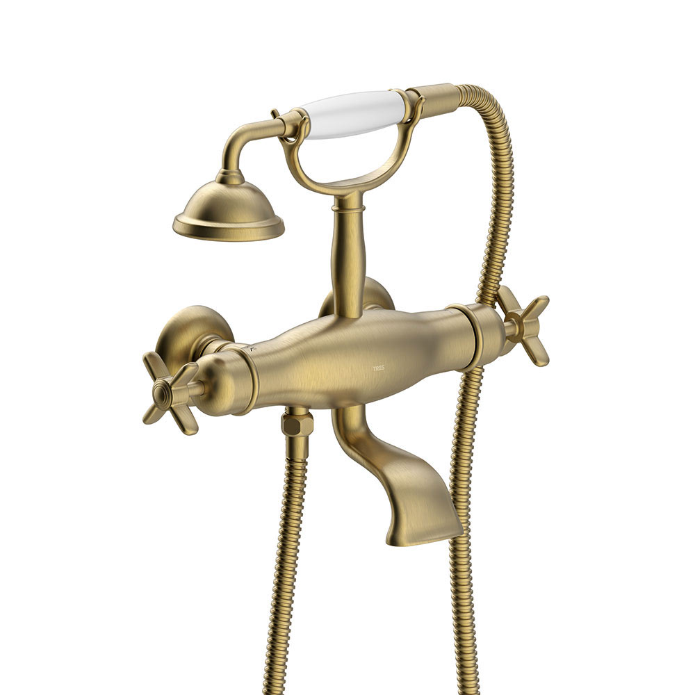 Tres Clasic fali termosztátos kád csaptelep, kézizuhannyal bronz 24217609LV