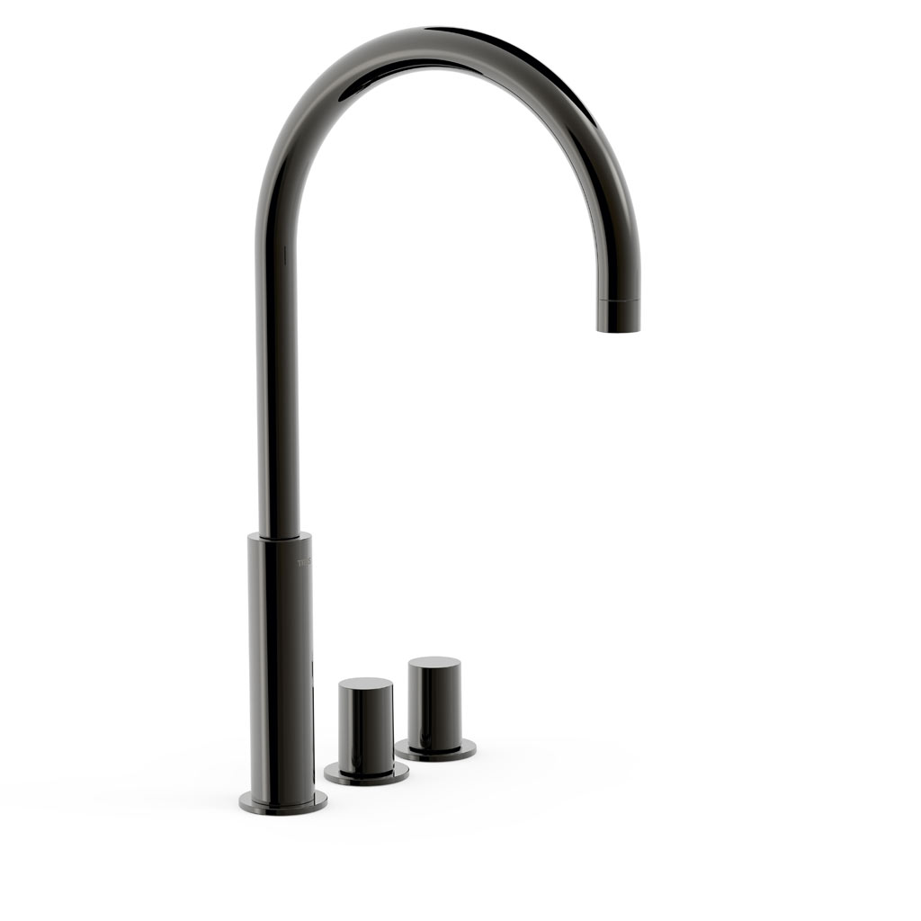 Tres Project-Tres peremre szerelhető, magasított, háromüléses mosdó csaptelep metallic black 06110502KM