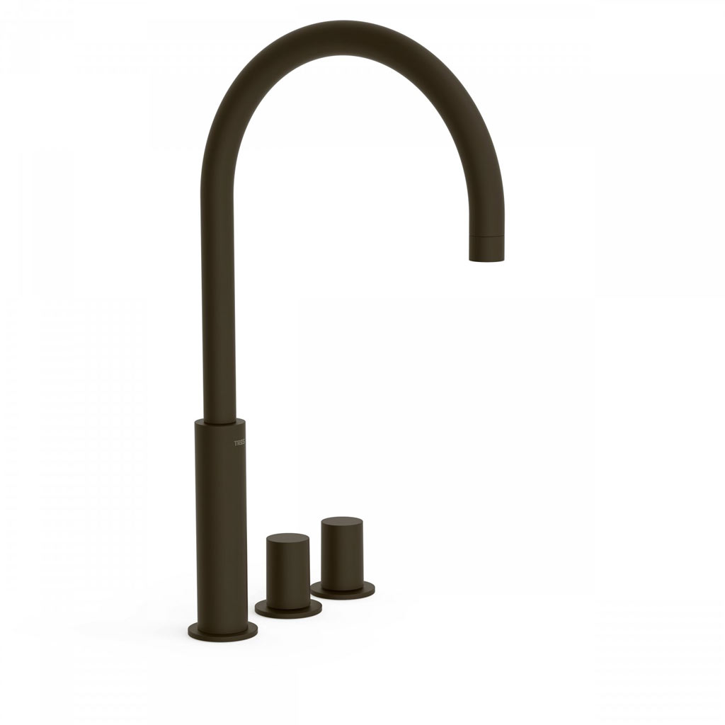 Tres Project-Tres peremre szerelhető, magasított, háromüléses mosdó csaptelep black bronze 06110502KMB