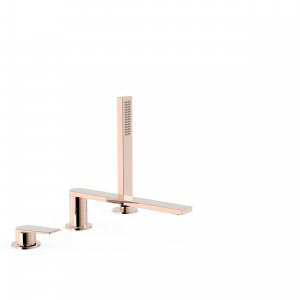 Tres Project-Tres peremre ültethető kádtöltő csaptelep, kézizuhannyal, (kifolyó 230 mm) rose gold 21116103OP