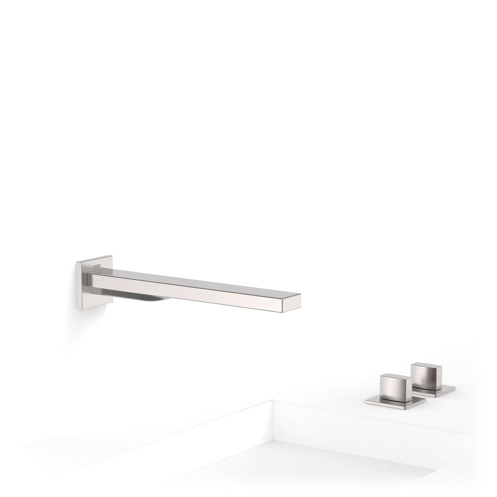 Tres Slim Exclusive kettős vezérlésű kádcsaptelep, 239 mm-es kiömlővel, leeresztővel, steel 20223901AC