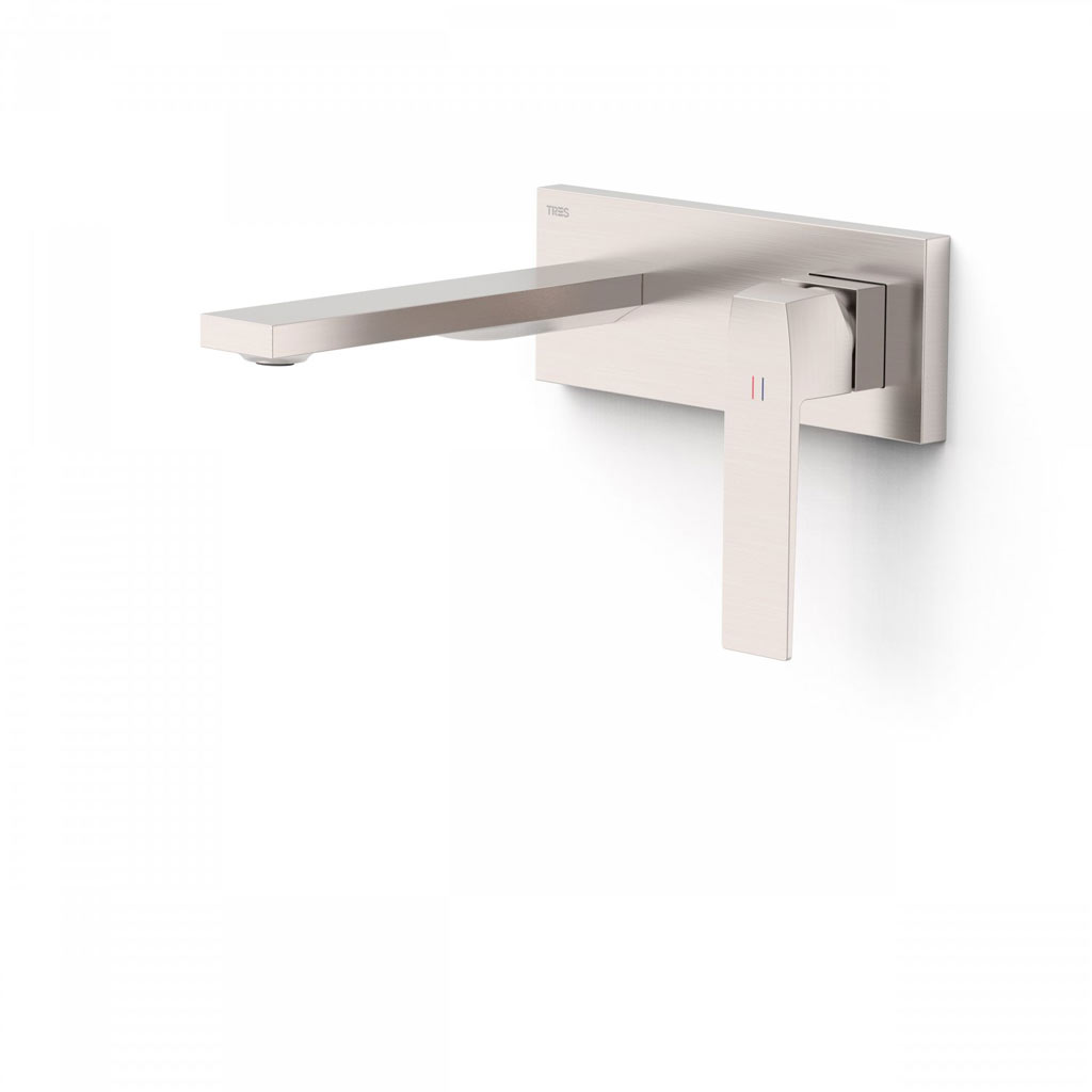 Tres Slim Exclusive falba süllyesztett egykaros mosdó csaptelep, 180 mm-es kiömlővel, leeresztővel, steel 20230011AC